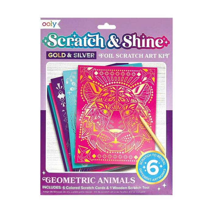 Scratch & Shine Foil Scratch Art Kits- Geo Animals (7 PC Set) (161-093)