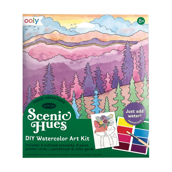 Scenic Hues D.I.Y. Watercolor Art Kit - Forest Adventure - 17pc Set (161-104)