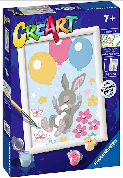 CreArt PBN: Flying Bunny w/Gems 5x7