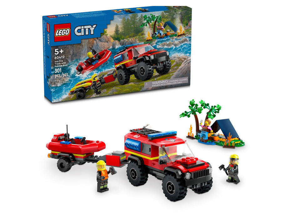 4x4 Fire Truck with Rescue Boat - City Fire (60412)