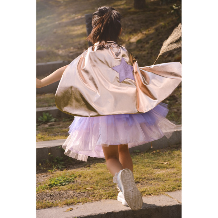 Super-Duper Tutu/Cape/Mask, Metallic Rose Gold/Lilac, Size 4-6 (67835)