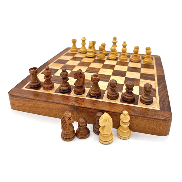 Chess Set - Folding Wood 25cm (ECBM10S)