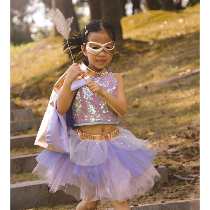 Super-Duper Tutu/Cape/Mask, Metallic Rose Gold/Lilac, Size 4-6 (67835)