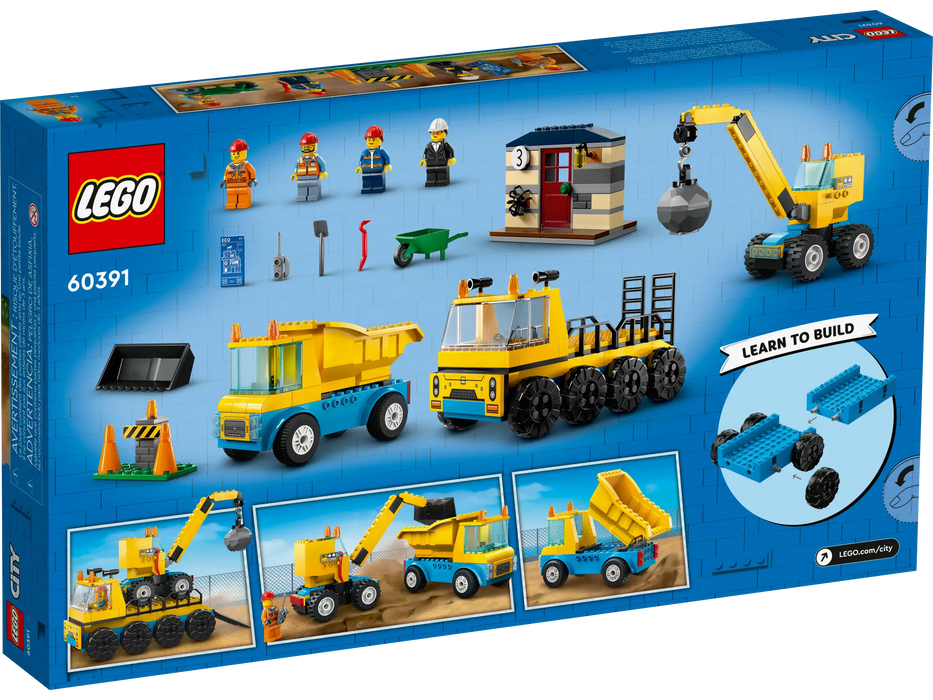 Construction Trucks and Wrecking Ball Crane - City Vehicles 4+ (60391)