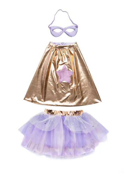 Super-Duper Tutu/Cape/Mask, Metallic Rose Gold/Lilac, Size 4-6 (67835)