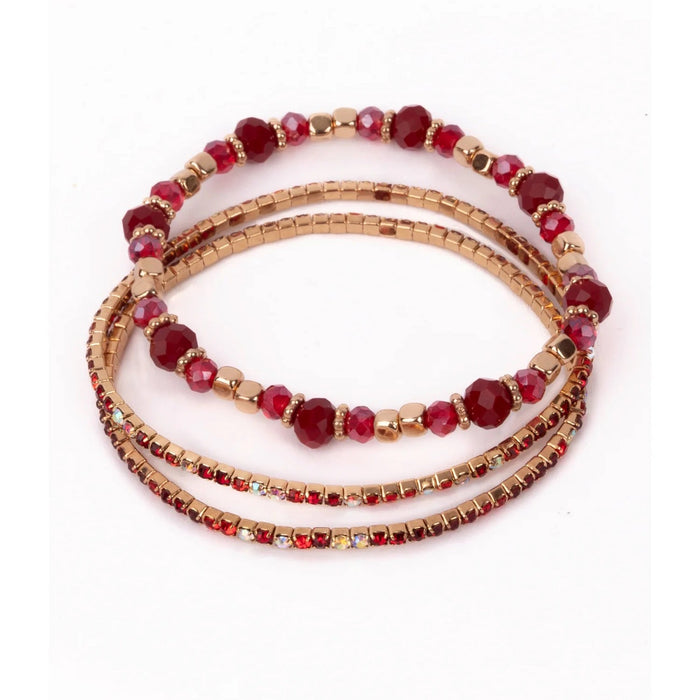 Boutique Ruby Red Bracelet Set, 3pcs (90021)