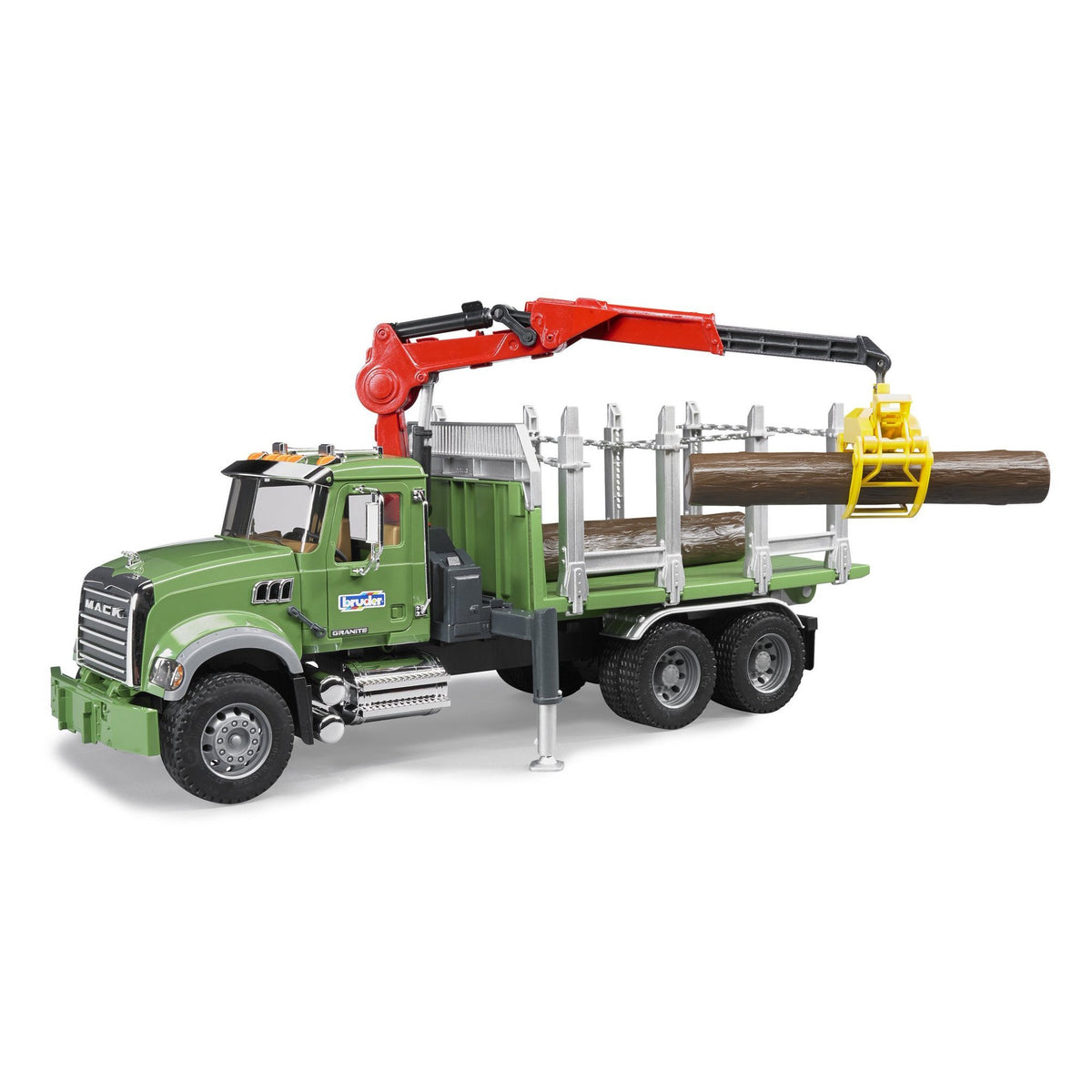 MACK Granite Timber Truck w/ Loading Crane and 3 Trunks (02824) — Splash  Toy Shop